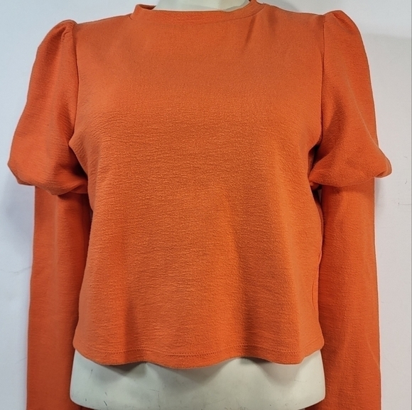 Zara Orange Ruffle Cropped Sweater - Picture 5 of 6